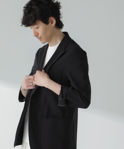 NANO universe（ナノユニバース）の「ストレッチハイゲージトリコットリラックスジャケット(セットアップ可)（テーラードジャケット・メンズ・グレー/ブラック・M/L）」の22枚目の写真