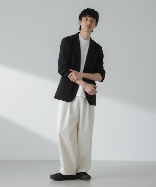 NANO universe（ナノユニバース）の「ストレッチハイゲージトリコットリラックスジャケット(セットアップ可)（テーラードジャケット・メンズ・グレー/ブラック・M/L）」の13枚目の写真