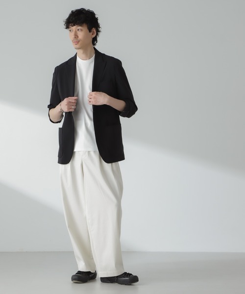 NANO universe（ナノユニバース）の「ストレッチハイゲージトリコットリラックスジャケット(セットアップ可)（テーラードジャケット・メンズ・グレー/ブラック・M/L）」の14枚目の写真