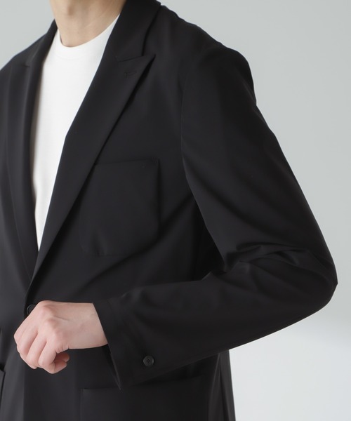 NANO universe（ナノユニバース）の「ストレッチハイゲージトリコットリラックスジャケット(セットアップ可)（テーラードジャケット・メンズ・グレー/ブラック・M/L）」の9枚目の写真