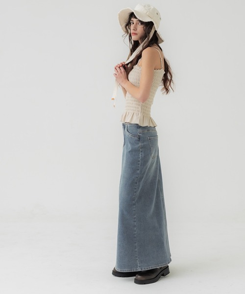 coca（coca）（コカ）の「ストレッチスリットデニムスカート（デニムスカート・レディース・ブルー・L/S/M）」の3枚目の写真