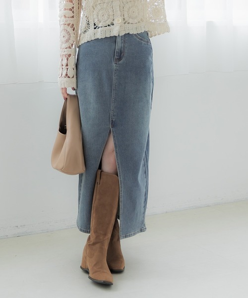 coca（coca）（コカ）の「ストレッチスリットデニムスカート（デニムスカート・レディース・ブルー・L/S/M）」の7枚目の写真