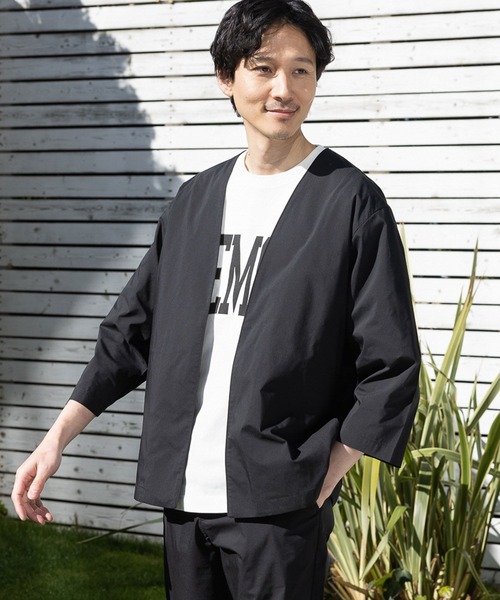 GLOBAL WORK（グローバルワーク）の「エアかるカーディガン/992238（シャツ/ブラウス・メンズ・ライトグレー/ブルー系その他7/ブラック・X-LARGE/LARGE/MEDIUM/SMALL）」の2枚目の写真