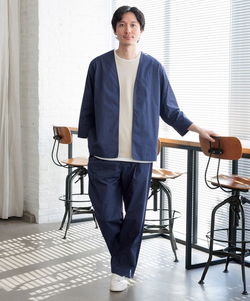 GLOBAL WORK（グローバルワーク）の「エアかるカーディガン/992238（シャツ/ブラウス・メンズ・ライトグレー/ブルー系その他7/ブラック・X-LARGE/LARGE/MEDIUM/SMALL）」の12枚目の写真