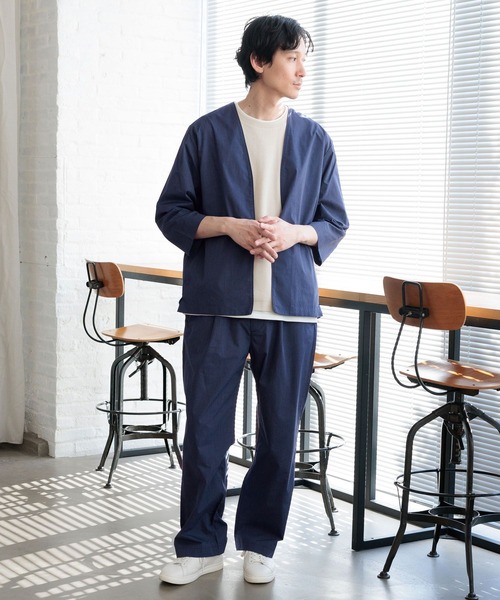 GLOBAL WORK（グローバルワーク）の「エアかるカーディガン/992238（シャツ/ブラウス・メンズ・ライトグレー/ブルー系その他7/ブラック・X-LARGE/LARGE/MEDIUM/SMALL）」の13枚目の写真