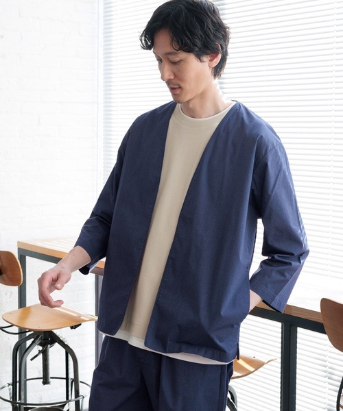 GLOBAL WORK（グローバルワーク）の「エアかるカーディガン/992238（シャツ/ブラウス・メンズ・ライトグレー/ブルー系その他7/ブラック・X-LARGE/LARGE/MEDIUM/SMALL）」の14枚目の写真