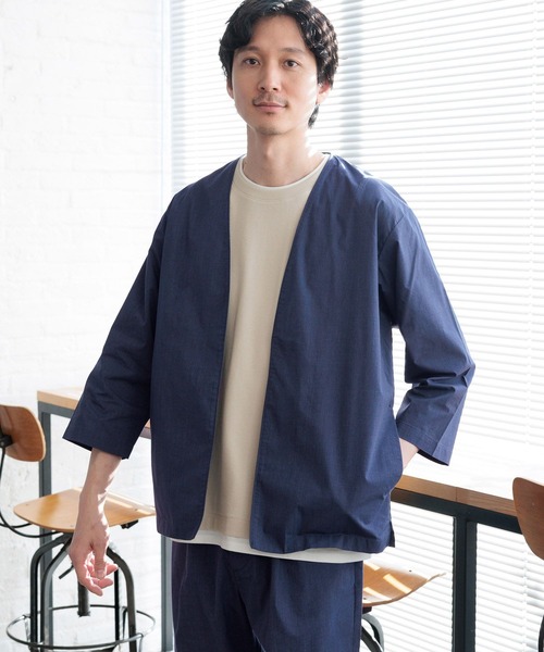 GLOBAL WORK（グローバルワーク）の「エアかるカーディガン/992238（シャツ/ブラウス・メンズ・ライトグレー/ブルー系その他7/ブラック・X-LARGE/LARGE/MEDIUM/SMALL）」の15枚目の写真