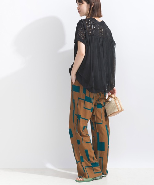 PICCIN（ピッチン）の「【WEB限定】フレックススラブ幾何学プリントイージーパンツ（その他パンツ・レディース・ネイビー/ブラウン/ブラック・M）」の9枚目の写真