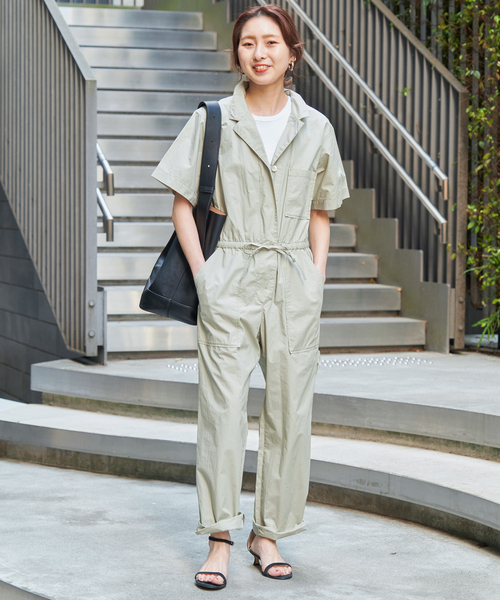 Spick&Span【2024】コットンハーフスリーブジャンプスーツ Spick & Span（スピックアンドスパン）の「コットンハーフ