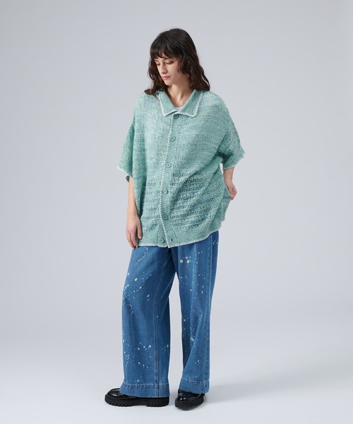 ONCILY（オンシェリー）の「STITCH MESH MELANGE KNIT SHIRT / ステッチメッシュメランジニットシャツ（シャツ/ブラウス・メンズ・グリーン/ブルー/レッド・MEDIUM/LARGE）」の10枚目の写真