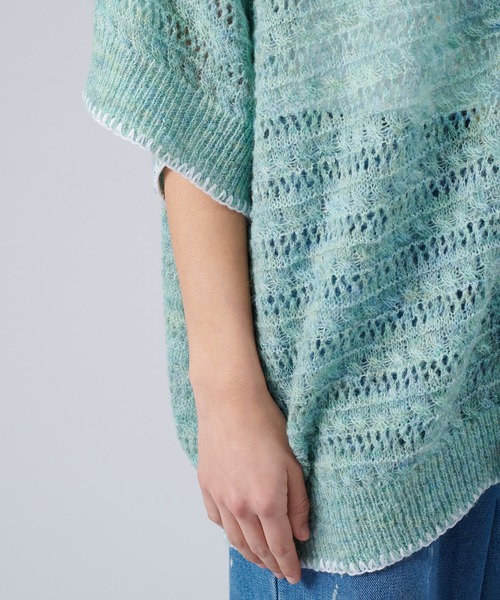 ONCILY（オンシェリー）の「STITCH MESH MELANGE KNIT SHIRT / ステッチメッシュメランジニットシャツ（シャツ/ブラウス・メンズ・グリーン/ブルー/レッド・MEDIUM/LARGE）」の14枚目の写真