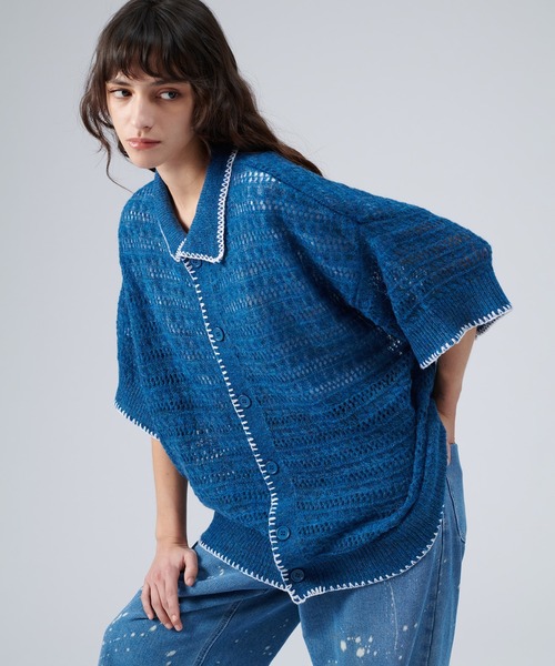 ONCILY（オンシェリー）の「STITCH MESH MELANGE KNIT SHIRT / ステッチメッシュメランジニットシャツ（シャツ/ブラウス・メンズ・グリーン/ブルー/レッド・MEDIUM/LARGE）」の17枚目の写真