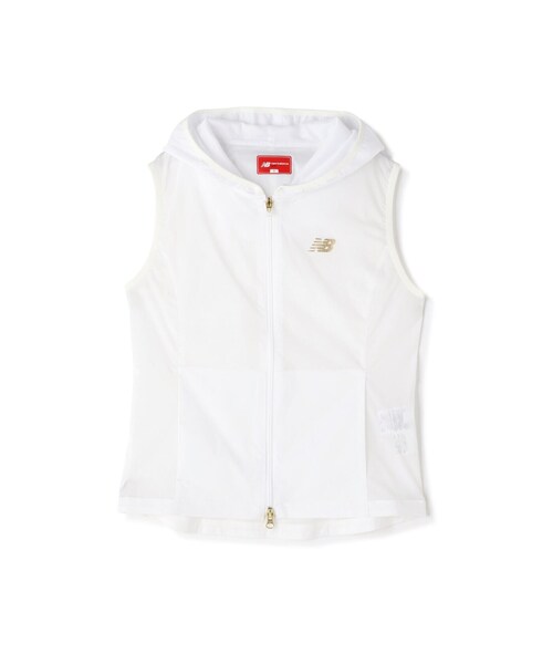 New Balance Golf(ニューバランスゴルフ)の「【new balance golf】撥水 ダイヤ柄 シアーリップ フルジップ フーディー ベスト (WOMENS WORLD)(ベスト・レディース・ホワイト/ダークインディゴブルー・MEDIUM/LARGE/SMALL)」の7枚目の写真