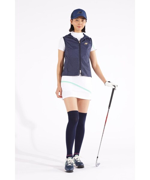 New Balance Golf(ニューバランスゴルフ)の「【new balance golf】撥水 ダイヤ柄 シアーリップ フルジップ フーディー ベスト (WOMENS WORLD)(ベスト・レディース・ホワイト/ダークインディゴブルー・MEDIUM/LARGE/SMALL)」の13枚目の写真