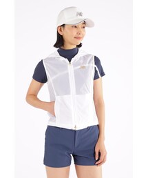 【new balance golf】撥水 ダイヤ柄 シアーリップ フルジップ フーディー ベスト (WOMENS WORLD)