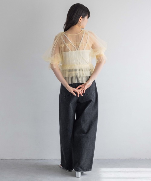 yuw（ユウ）の「チュールシャーリングＢＬ　117831（シャツ/ブラウス・レディース・ブラック/イエロー・FREE）」の7枚目の写真