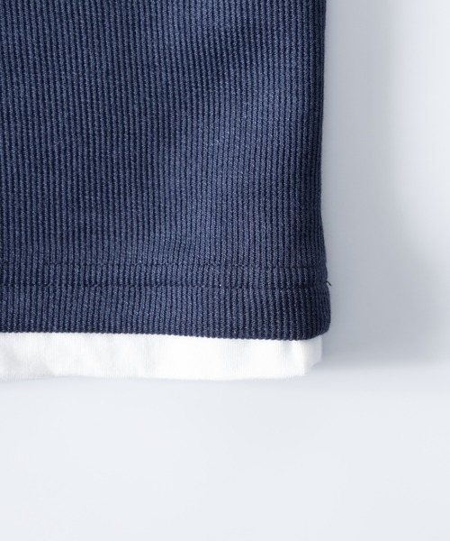 NYLAUS（ナイラス）の「レギュラーフィット 変わり編み フェイクレイヤード スキッパーポロシャツ（ポロシャツ・メンズ・ブルーグレー/ベージュ/チャコール/ネイビー・L/LL/M）」の8枚目の写真