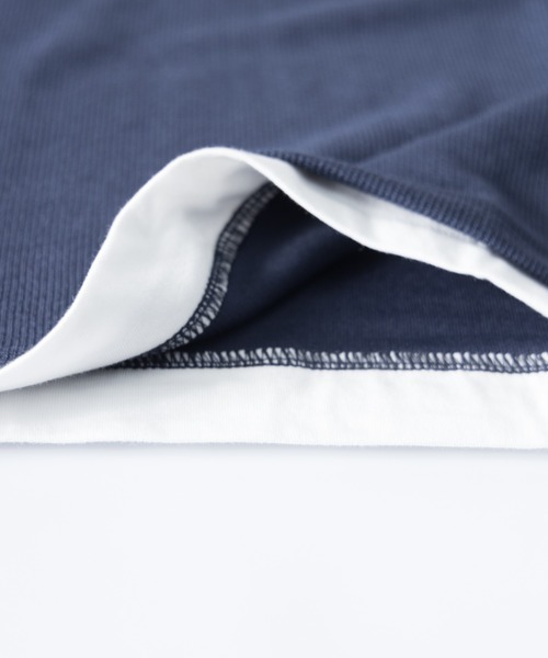 NYLAUS（ナイラス）の「レギュラーフィット 変わり編み フェイクレイヤード スキッパーポロシャツ（ポロシャツ・メンズ・ブルーグレー/ベージュ/チャコール/ネイビー・L/LL/M）」の9枚目の写真