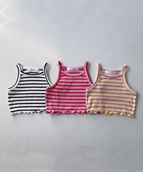 Bambin（ボンバン）の「【 Bambin / ボンバン 】 ボーダー リブ キャミソール（キャミソール・キッズ・ピンク/イエロー/ホワイト×ブラック・120/110/100/90）」の5枚目の写真