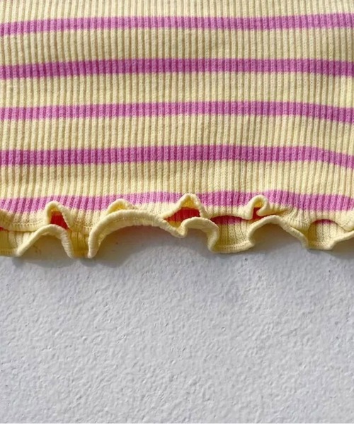 Bambin（ボンバン）の「【 Bambin / ボンバン 】 ボーダー リブ キャミソール（キャミソール・キッズ・ピンク/イエロー/ホワイト×ブラック・120/110/100/90）」の6枚目の写真