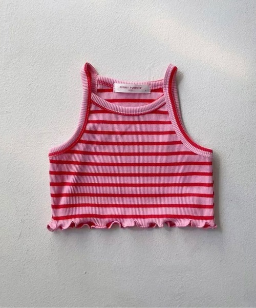 Bambin（ボンバン）の「【 Bambin / ボンバン 】 ボーダー リブ キャミソール（キャミソール・キッズ・ピンク/イエロー/ホワイト×ブラック・120/110/100/90）」の4枚目の写真