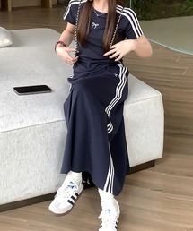 リボン×サイドライン トップス×スカートセットアップ