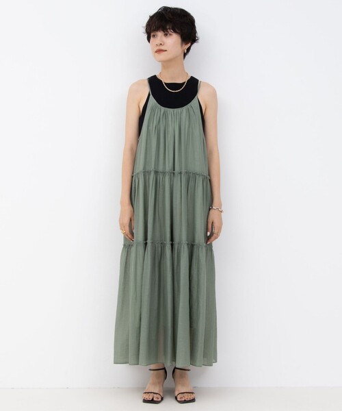 NOLLEY’S（ノーリーズ）の「ウォッシャブル2WAYキャミワンピース（ワンピース・レディース・オリーブ/ブルー/ブラック・38）」の21枚目の写真