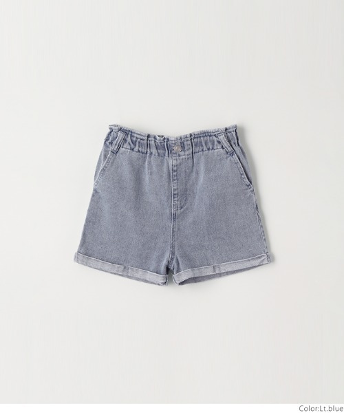 coca（coca）（コカ）の「キッズ　裾ロールアップデニムショートパンツ（デニムパンツ・キッズ・ライトブルー・150/120/130/140）」の7枚目の写真