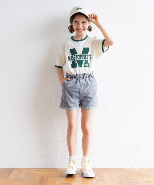 coca（coca）（コカ）の「キッズ　裾ロールアップデニムショートパンツ（デニムパンツ・キッズ・ライトブルー・150/120/130/140）」の2枚目の写真