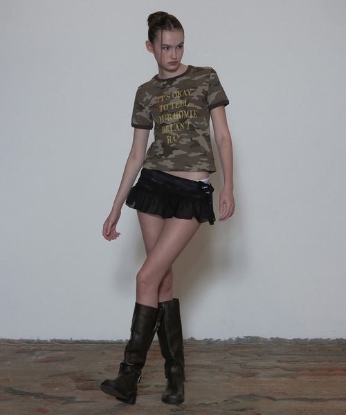 sculptor スカルプター　チャコールグレー SCULPTOR（スカルプター）の「Lace Trim Wrap Tee/レーストリム