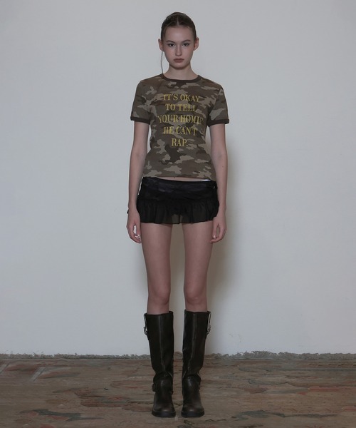 sculptor スカルプター　チャコールグレー Classic Logo Piping Crop Top（Tシャツ/カットソー）｜SCULPTOR