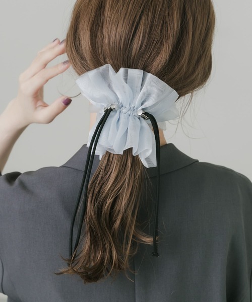 SMELLY（スメリー）の「ドローコードシアーシュシュ（シュシュ・レディース・ブラック/カーキ/ベージュ系その他/ライトブルー/ネイビー・-）」の6枚目の写真