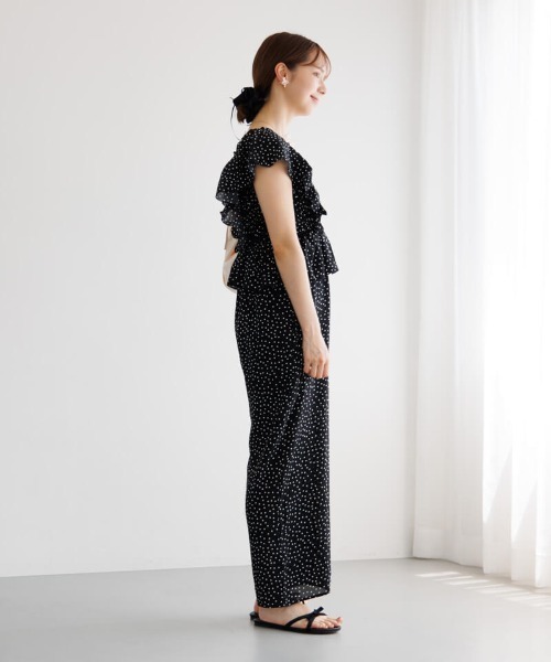 flower（フラワー）の「パピヨンドットロンパース（サロペット/オーバーオール・レディース・ブラック/ホワイト・FREE）」の4枚目の写真