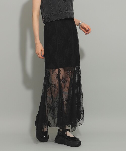Ray BEAMS（レイビームス）の「Ray BEAMS / レース レイヤー 2WAY スカート（スカート・レディース・ブラック/ベージュ・0/1）」の2枚目の写真
