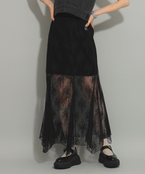 Ray BEAMS（レイビームス）の「Ray BEAMS / レース レイヤー 2WAY スカート（スカート・レディース・ブラック/ベージュ・0/1）」の18枚目の写真