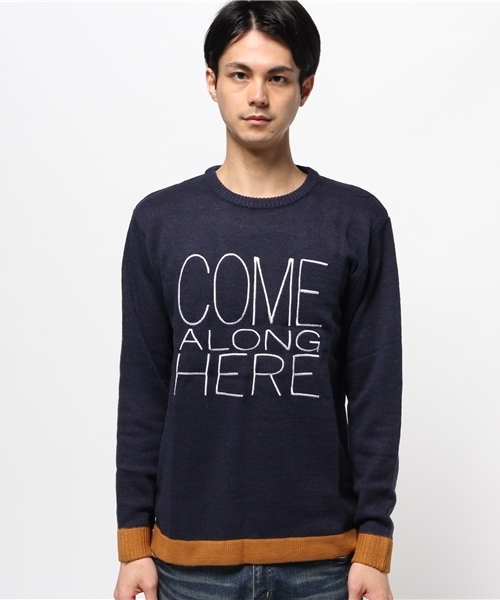 WEGO（ウィゴー）の「WEGO/配色ロゴ刺繍ニット（ニット/セーター・メンズ・ワイン/ネイビー/オフホワイト/ブラック・MEDIUM/LARGE）」の11枚目の写真