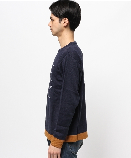 WEGO（ウィゴー）の「WEGO/配色ロゴ刺繍ニット（ニット/セーター・メンズ・ワイン/ネイビー/オフホワイト/ブラック・MEDIUM/LARGE）」の12枚目の写真