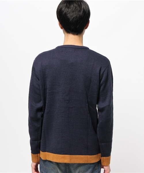 WEGO（ウィゴー）の「WEGO/配色ロゴ刺繍ニット（ニット/セーター・メンズ・ワイン/ネイビー/オフホワイト/ブラック・MEDIUM/LARGE）」の13枚目の写真