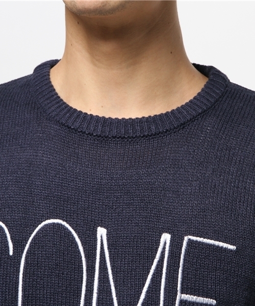 WEGO（ウィゴー）の「WEGO/配色ロゴ刺繍ニット（ニット/セーター・メンズ・ワイン/ネイビー/オフホワイト/ブラック・MEDIUM/LARGE）」の14枚目の写真