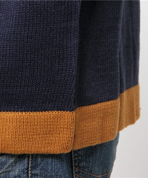 WEGO（ウィゴー）の「WEGO/配色ロゴ刺繍ニット（ニット/セーター・メンズ・ワイン/ネイビー/オフホワイト/ブラック・MEDIUM/LARGE）」の6枚目の写真