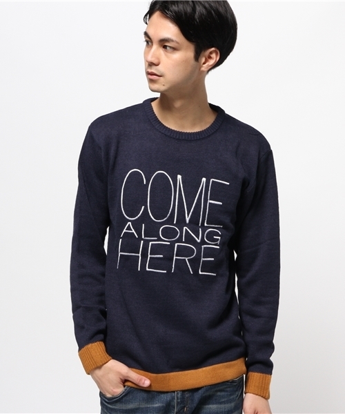 WEGO（ウィゴー）の「WEGO/配色ロゴ刺繍ニット（ニット/セーター・メンズ・ワイン/ネイビー/オフホワイト/ブラック・MEDIUM/LARGE）」の17枚目の写真