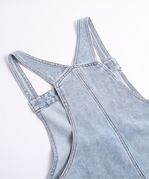 AMELY(エミリー)の「ウォッシュデニムサロペットスカート(ワンピース・レディース・ブラック系その他/ブルー系その他・L/M)」の5枚目の写真