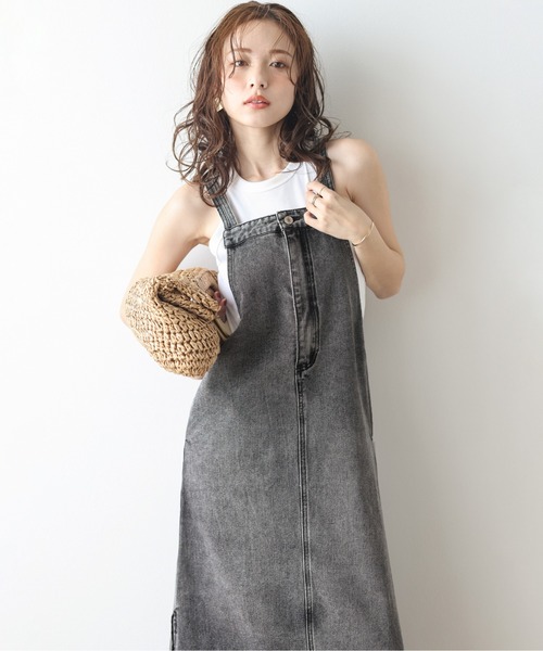 AMELY(エミリー)の「ウォッシュデニムサロペットスカート(ワンピース・レディース・ブラック系その他/ブルー系その他・L/M)」の18枚目の写真