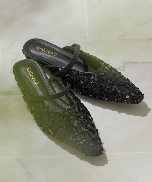 tocco closet（トッコ　クローゼット）の「【ZOZO限定】スパンコールミュール（サンダル・レディース・シルバー/アイボリー/ブラック/ピンク・M/L）」の3枚目の写真