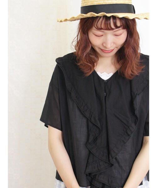 Samansa Mos2(サマンサ モスモス)の「フリルカラーブラウス(シャツ/ブラウス・レディース・ブルー/ブラック/オフホワイト/ピンク・F)」の6枚目の写真