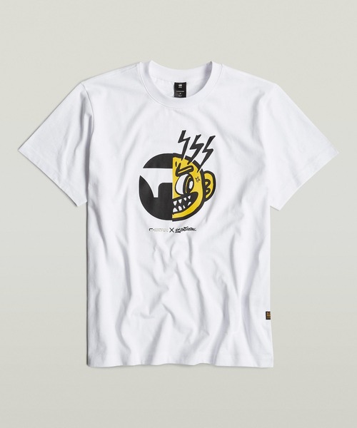 G-STAR(ジースター)の「FACE CARTOON LOOSE T-SHIRT/アートグラフィックロゴオーバーサイズTシャツ(Tシャツ/カットソー・メンズ・ホワイト・LARGE/MEDIUM/SMALL/X-LARGE/X-SMALL)」の1枚目の写真