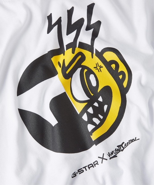 G-STAR(ジースター)の「FACE CARTOON LOOSE T-SHIRT/アートグラフィックロゴオーバーサイズTシャツ(Tシャツ/カットソー・メンズ・ホワイト・LARGE/MEDIUM/SMALL/X-LARGE/X-SMALL)」の2枚目の写真