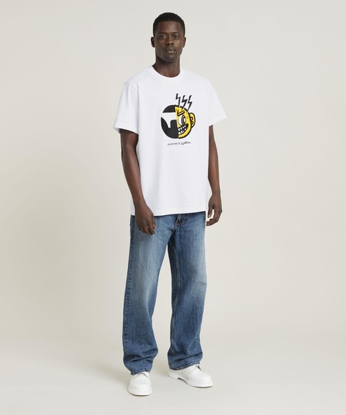 G-STAR(ジースター)の「FACE CARTOON LOOSE T-SHIRT/アートグラフィックロゴオーバーサイズTシャツ(Tシャツ/カットソー・メンズ・ホワイト・LARGE/MEDIUM/SMALL/X-LARGE/X-SMALL)」の6枚目の写真