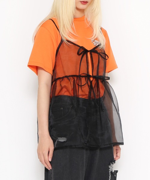 PUNYUS(プニュズ)の「シアーキャミチュニック(キャミソール・レディース・ブラック/オフホワイト・1/2/3/4)」の3枚目の写真