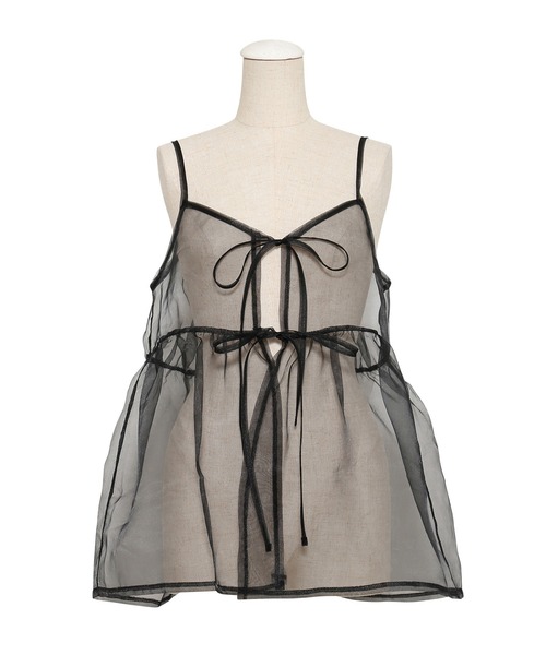 PUNYUS(プニュズ)の「シアーキャミチュニック(キャミソール・レディース・ブラック/オフホワイト・1/2/3/4)」の11枚目の写真